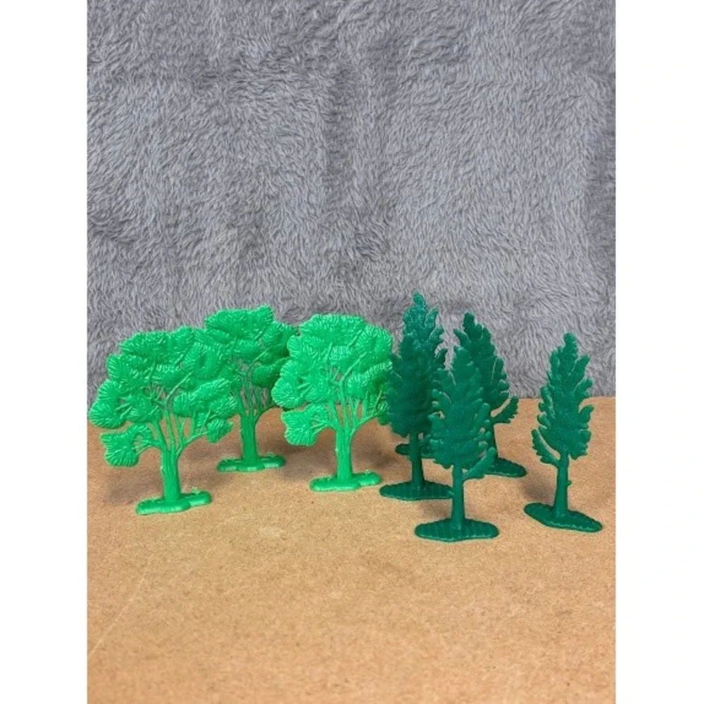 8 Vintage Marx Plastic Trees Toy Playset Accessories Green Scenery Mixed‎ Lot